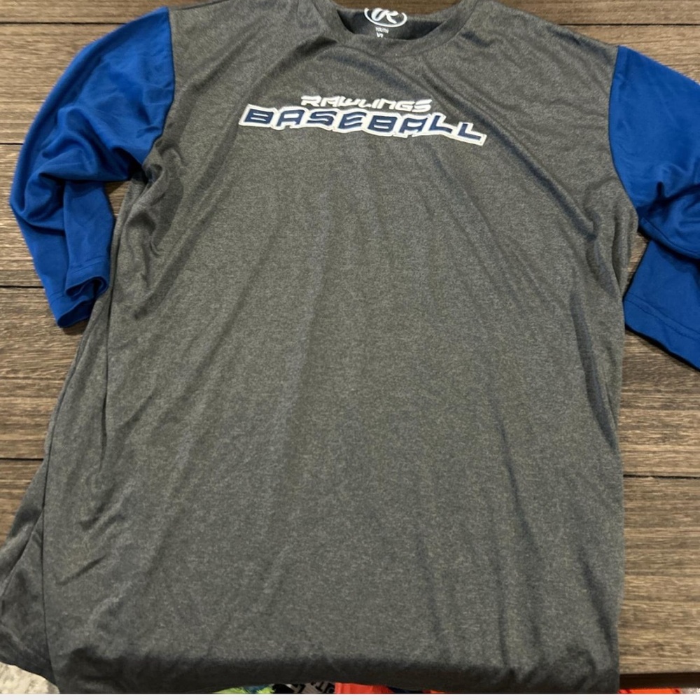 Rawlings Kids Gray and Blue Baseball Jersey